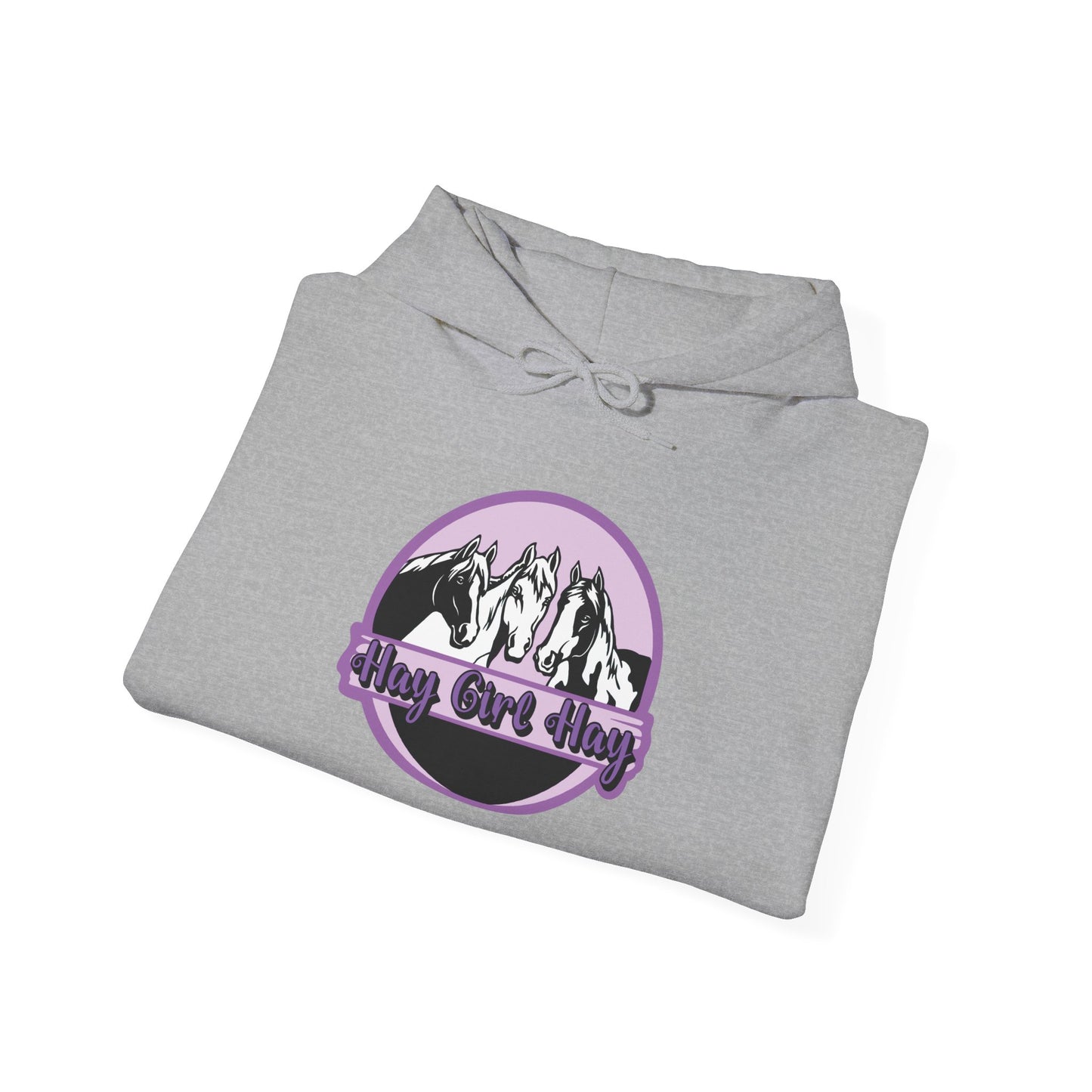 Hoodie — hay girl hay graphic in purple