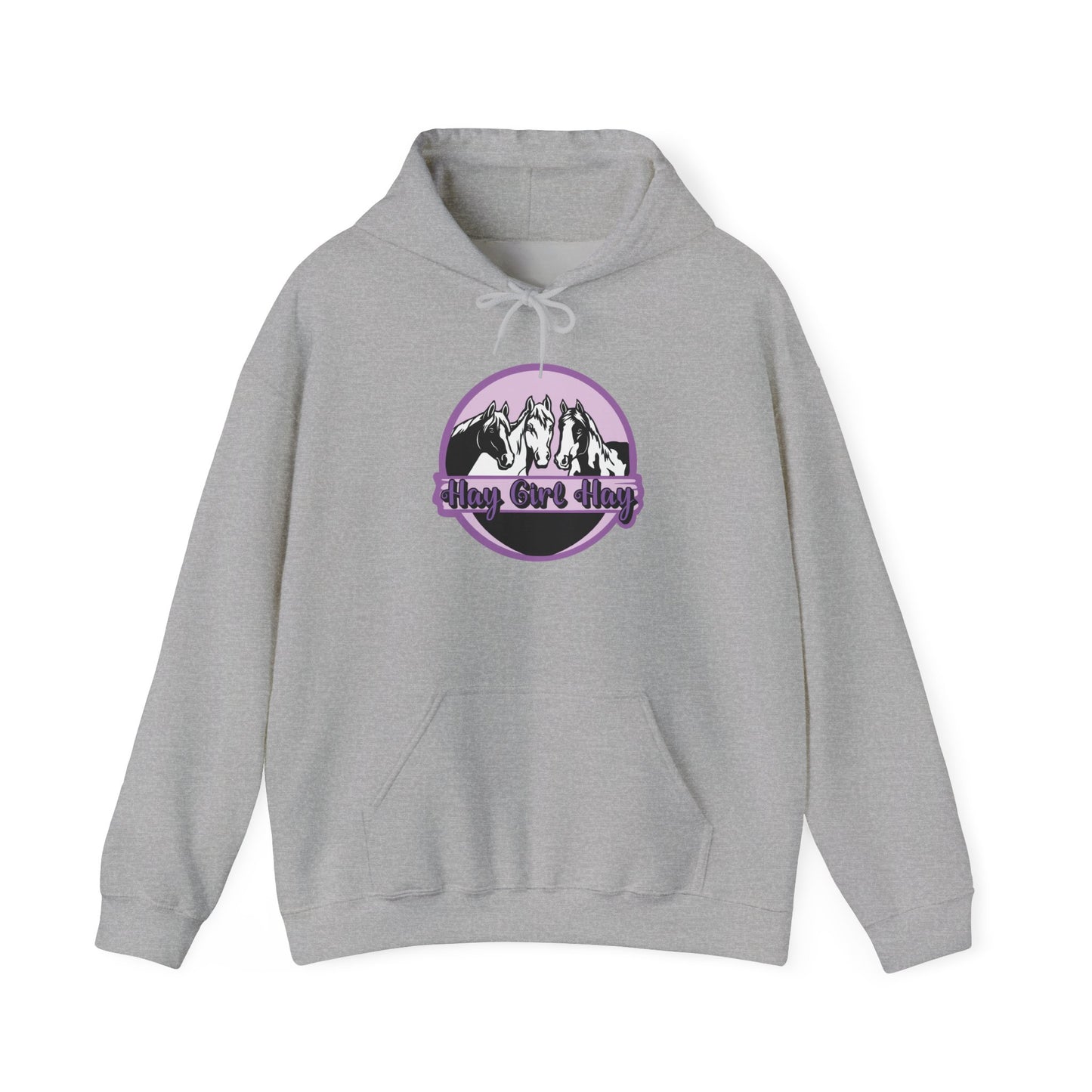 Hoodie — hay girl hay graphic in purple
