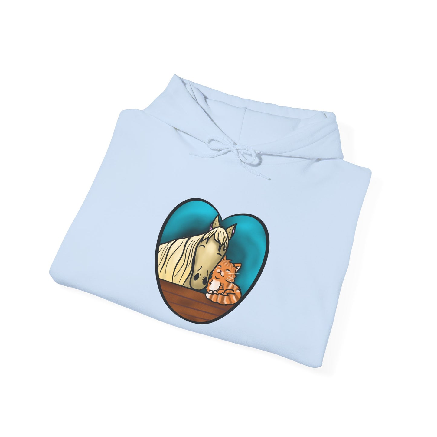 Horse & Kitten Heart Hoodie – Cute Animal Lover Sweatshirt