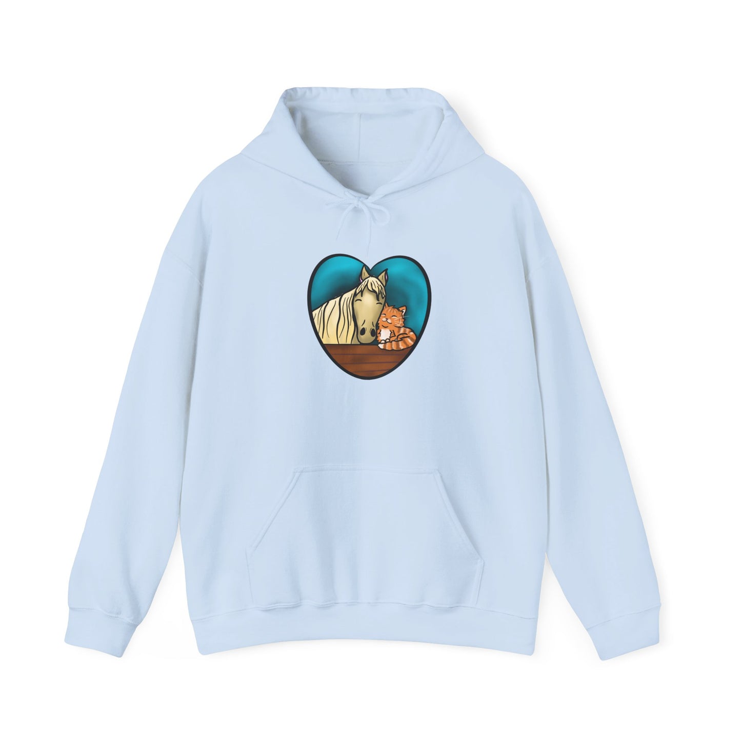 Horse & Kitten Heart Hoodie – Cute Animal Lover Sweatshirt