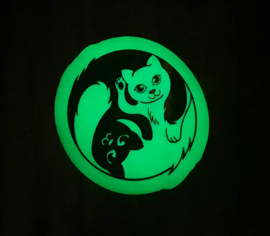 Yin yang kitties glow in the dark sticker