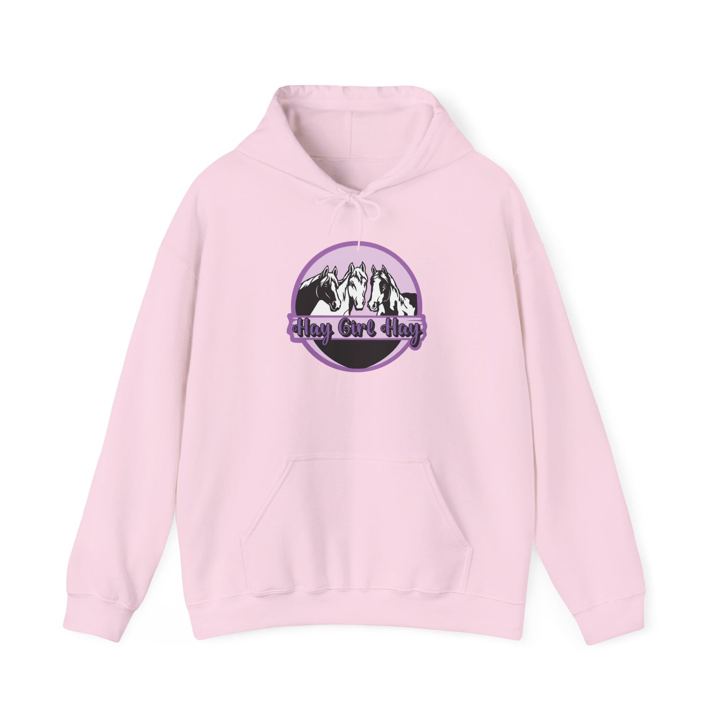 Hoodie — hay girl hay graphic in purple