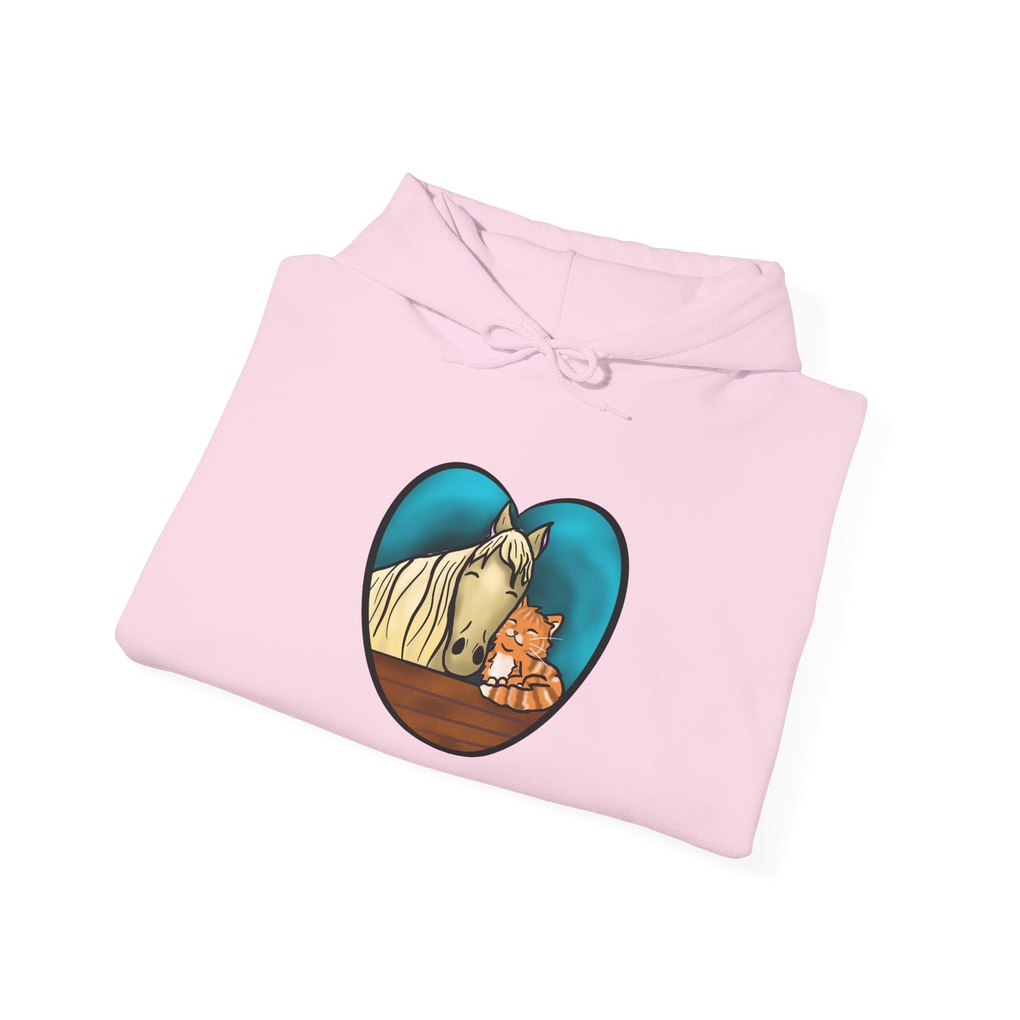 Horse & Kitten Heart Hoodie – Cute Animal Lover Sweatshirt
