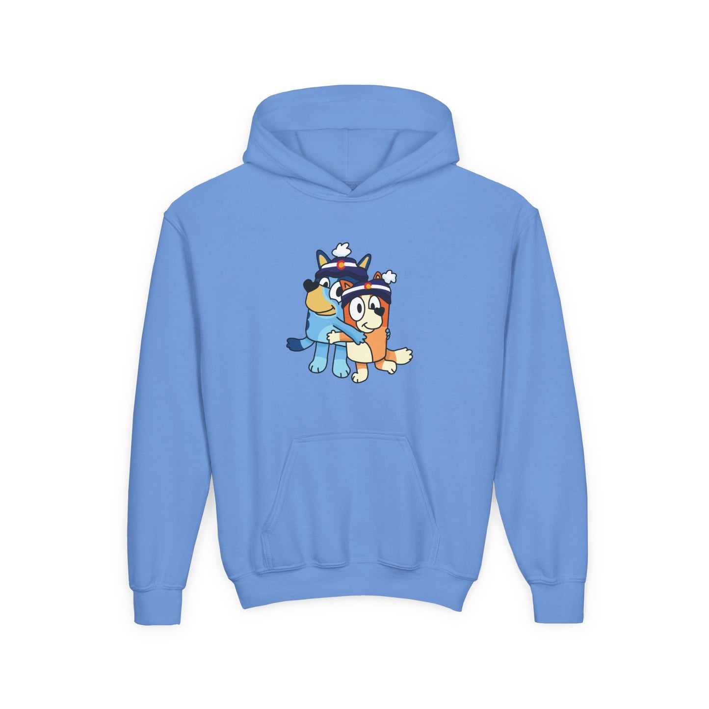 Kids Sizes - Cartoon Colorado Puppy Hoodie – Cute Blue & Brown Dog Friends Youth Hoodie