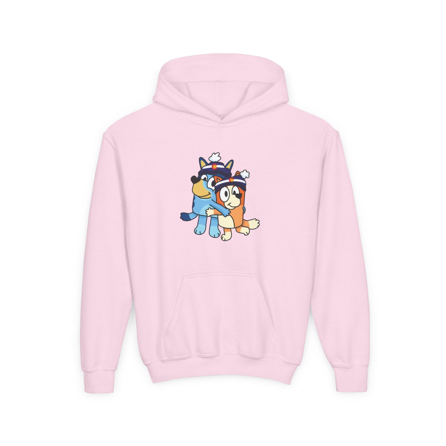 Kids Sizes - Cartoon Colorado Puppy Hoodie – Cute Blue & Brown Dog Friends Youth Hoodie