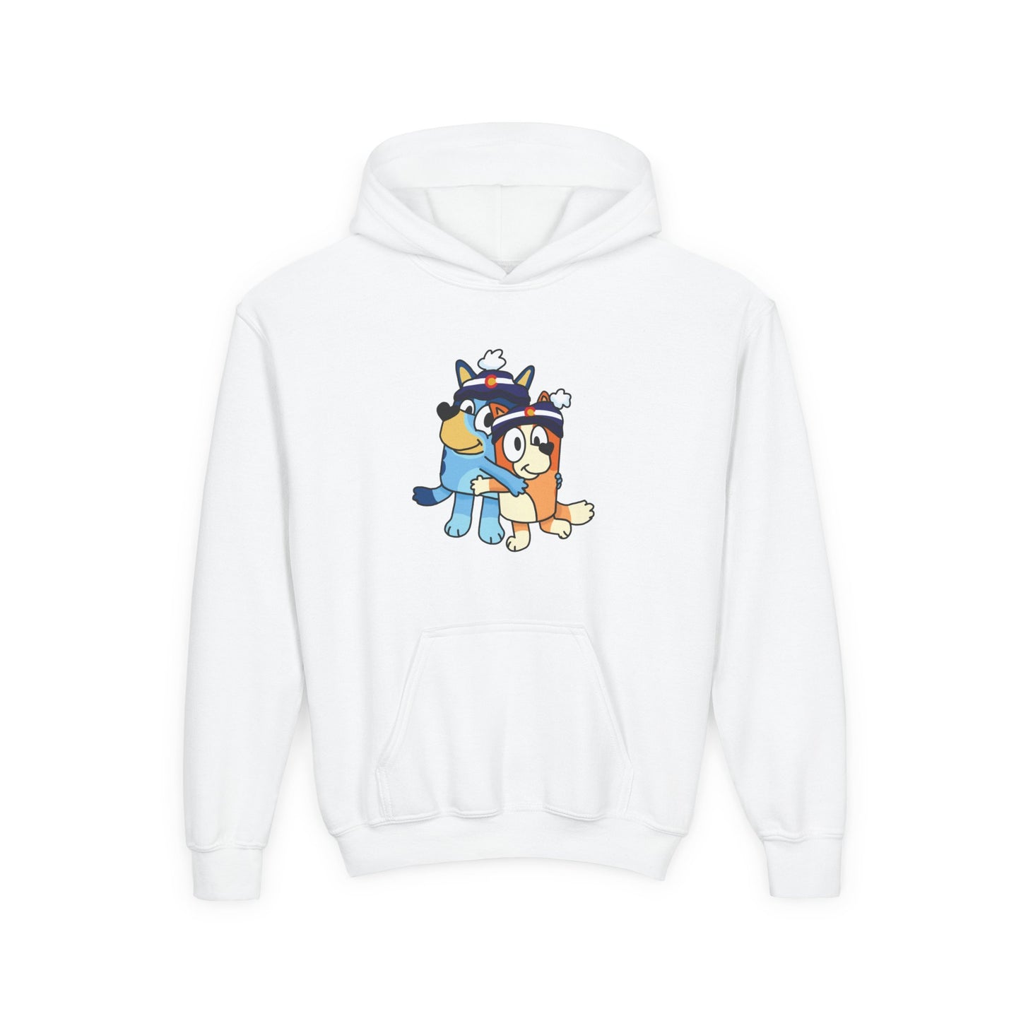 Kids Sizes - Cartoon Colorado Puppy Hoodie – Cute Blue & Brown Dog Friends Youth Hoodie