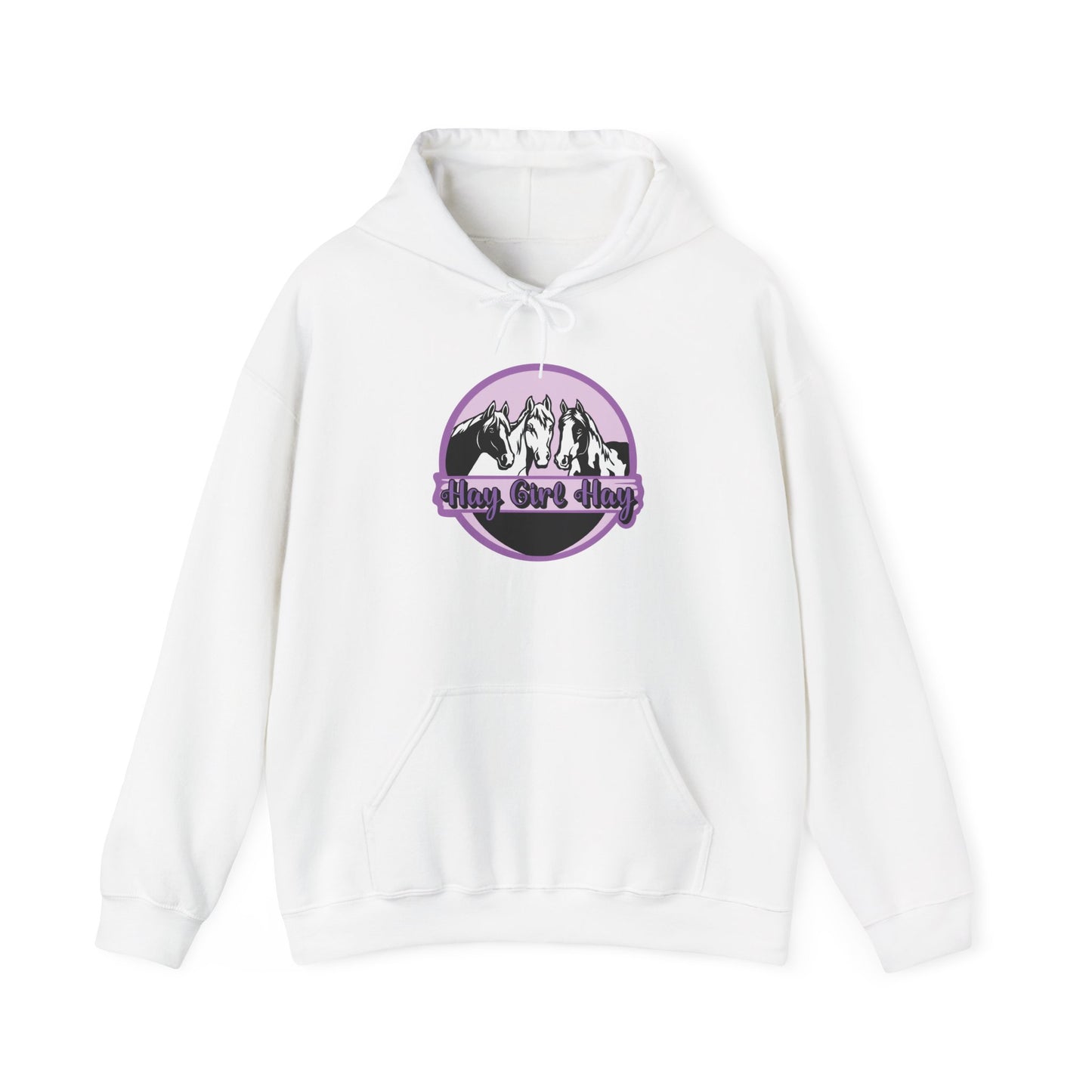 Hoodie — hay girl hay graphic in purple