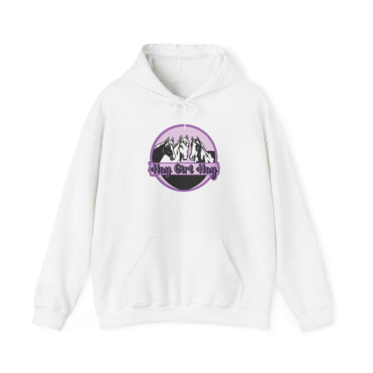 Hoodie — hay girl hay graphic in purple