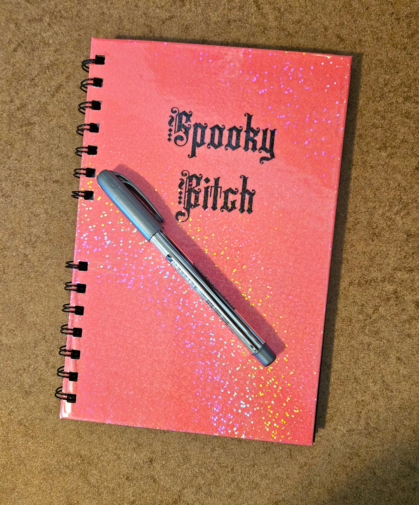 Glow in the dark Spooky Bitch black page notebook