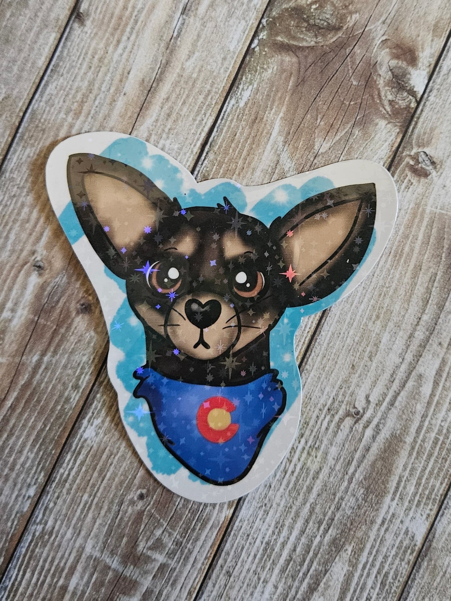 Black and tan colorado bandana chihuahua sticker for water bottle and laptop
