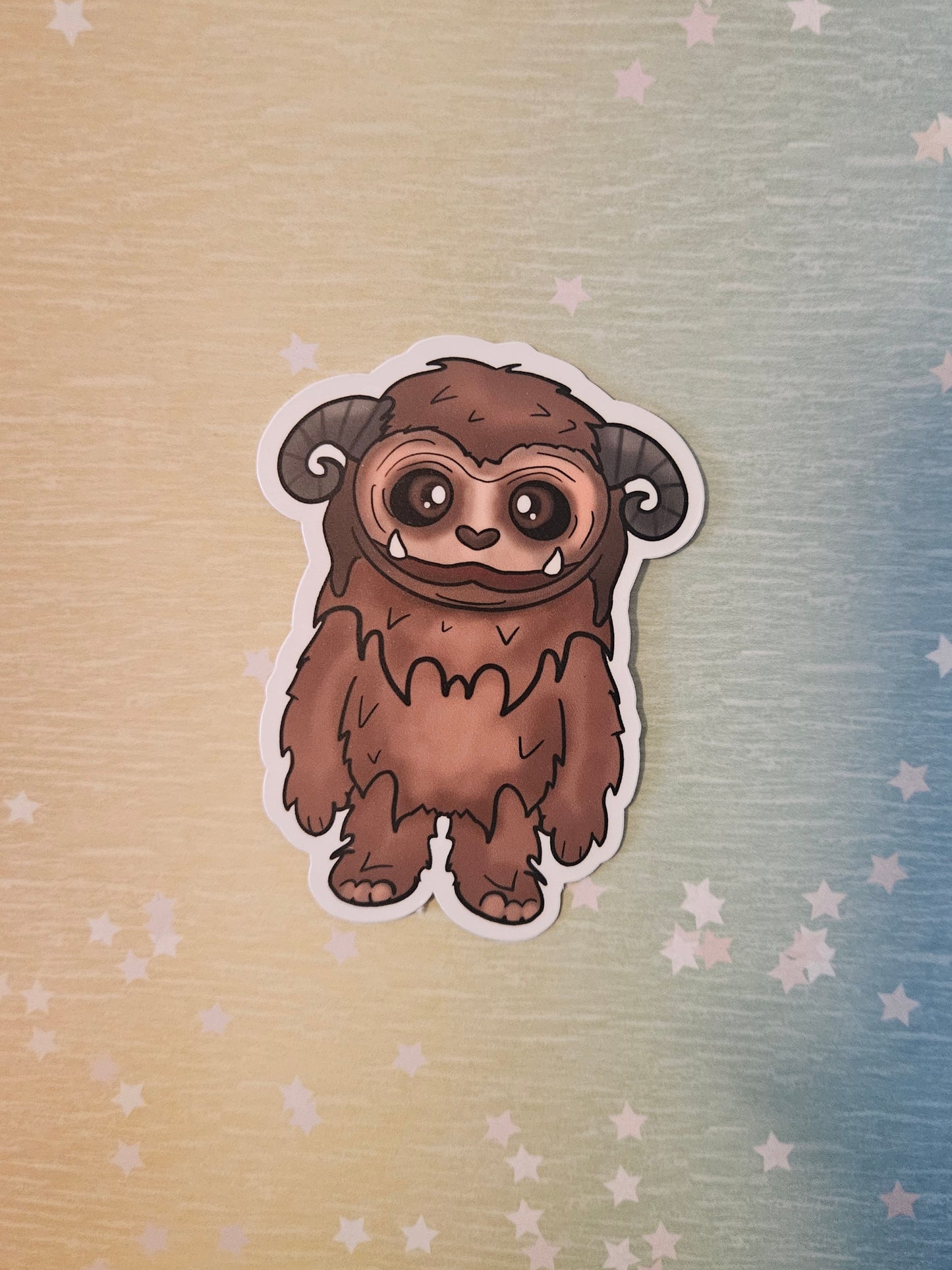 Cute brown monster Ludo sticker for water bottle