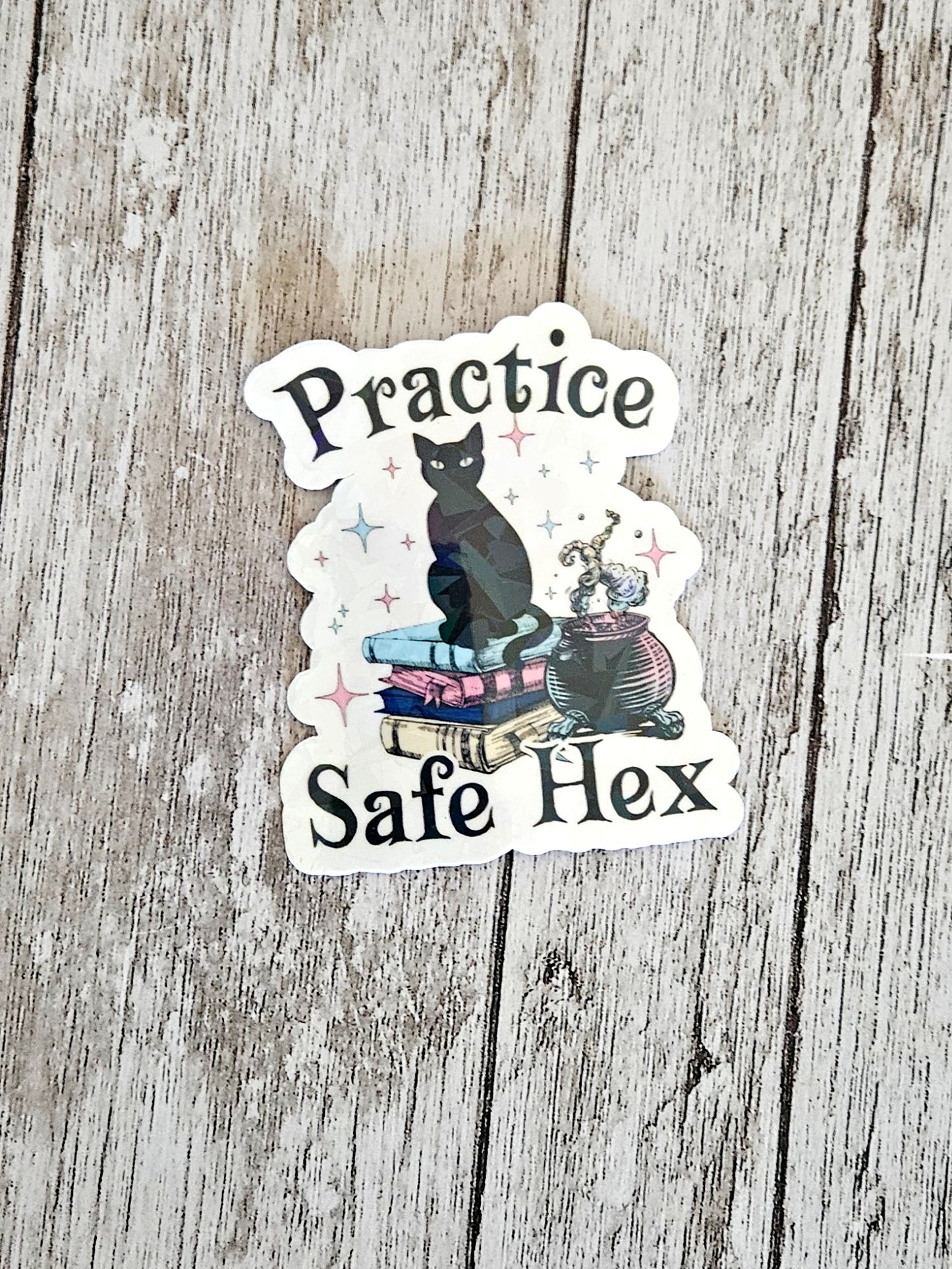 Practice safe hex black cat sticker