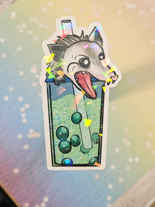 Possum Boba sticker for water bottle