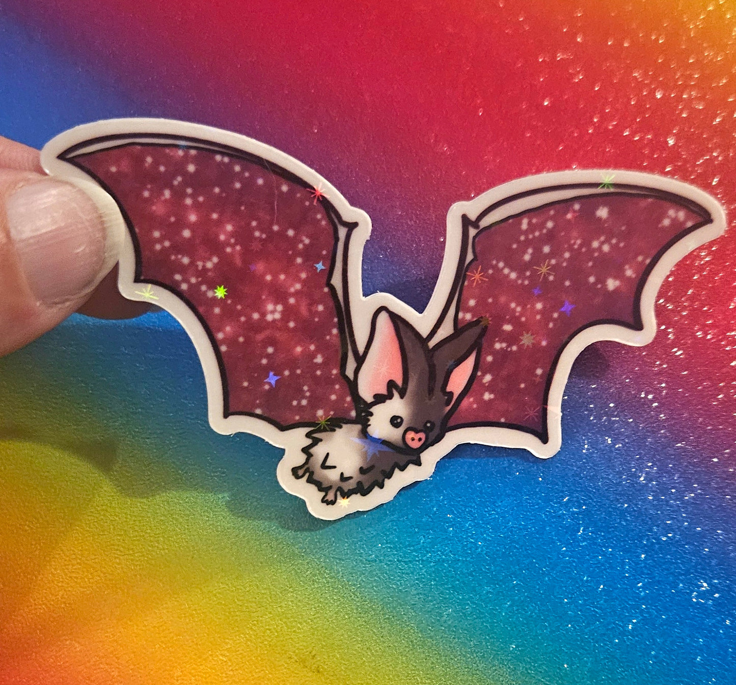 Cute bat- galaxy style sticker