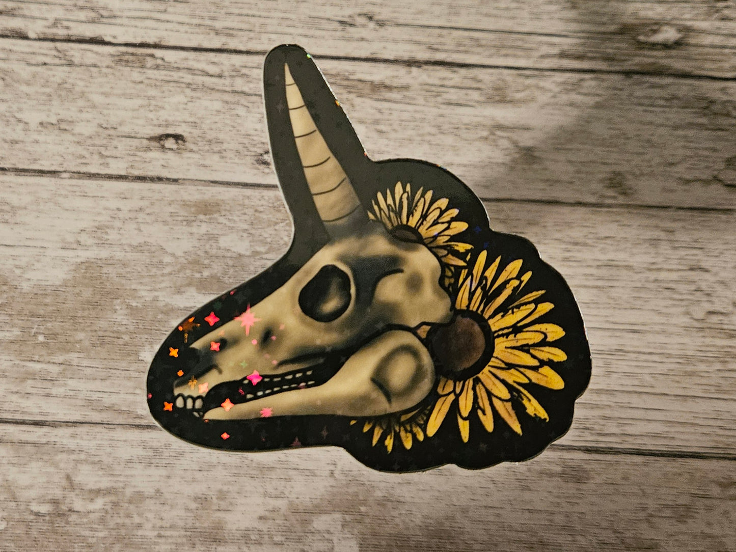 Glow in the dark unicorn skull sticker