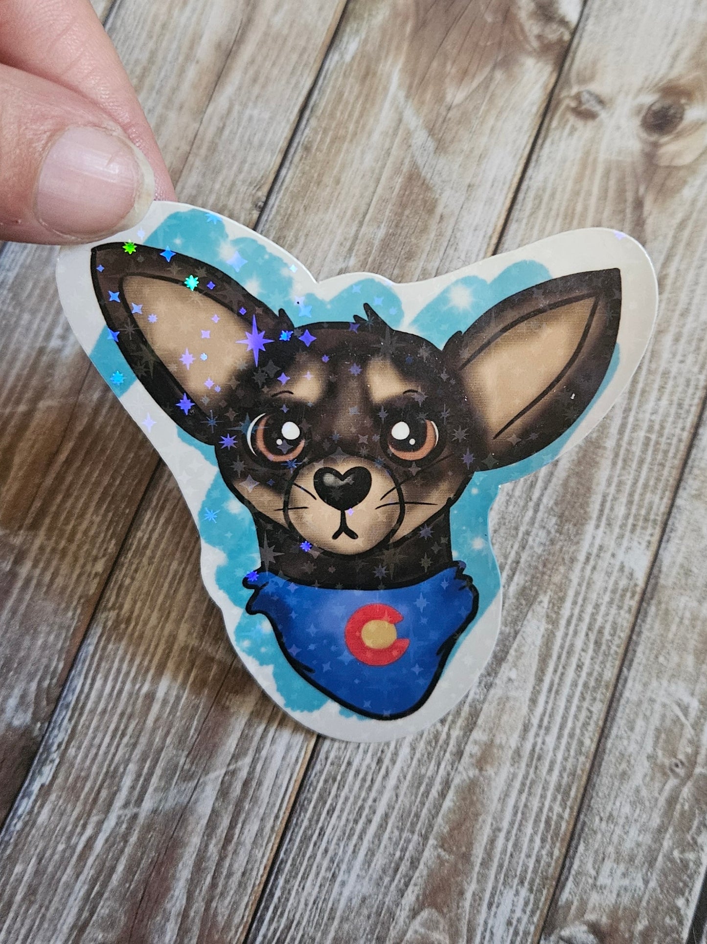 Black and tan colorado bandana chihuahua sticker for water bottle and laptop