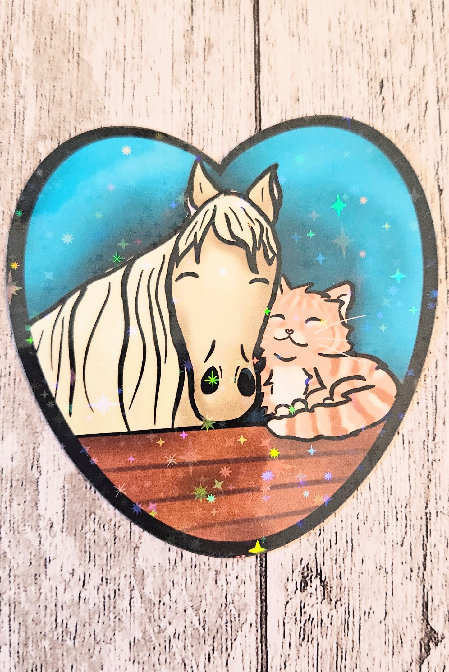 Horse and orange kitty sticker