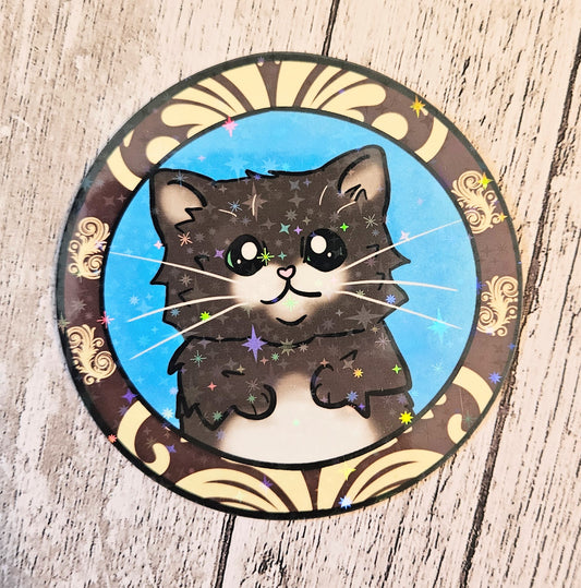 Black kitten in a frame