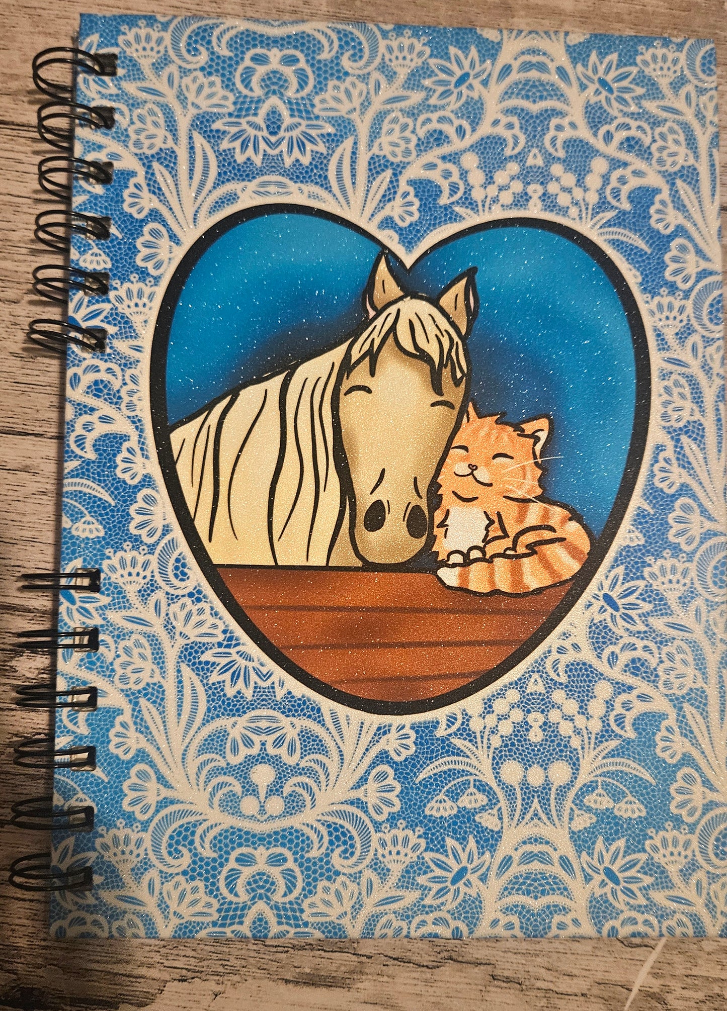 Snuggly horse and cat Sparkly Reusable sticker book for sticker hoarders (hard back)