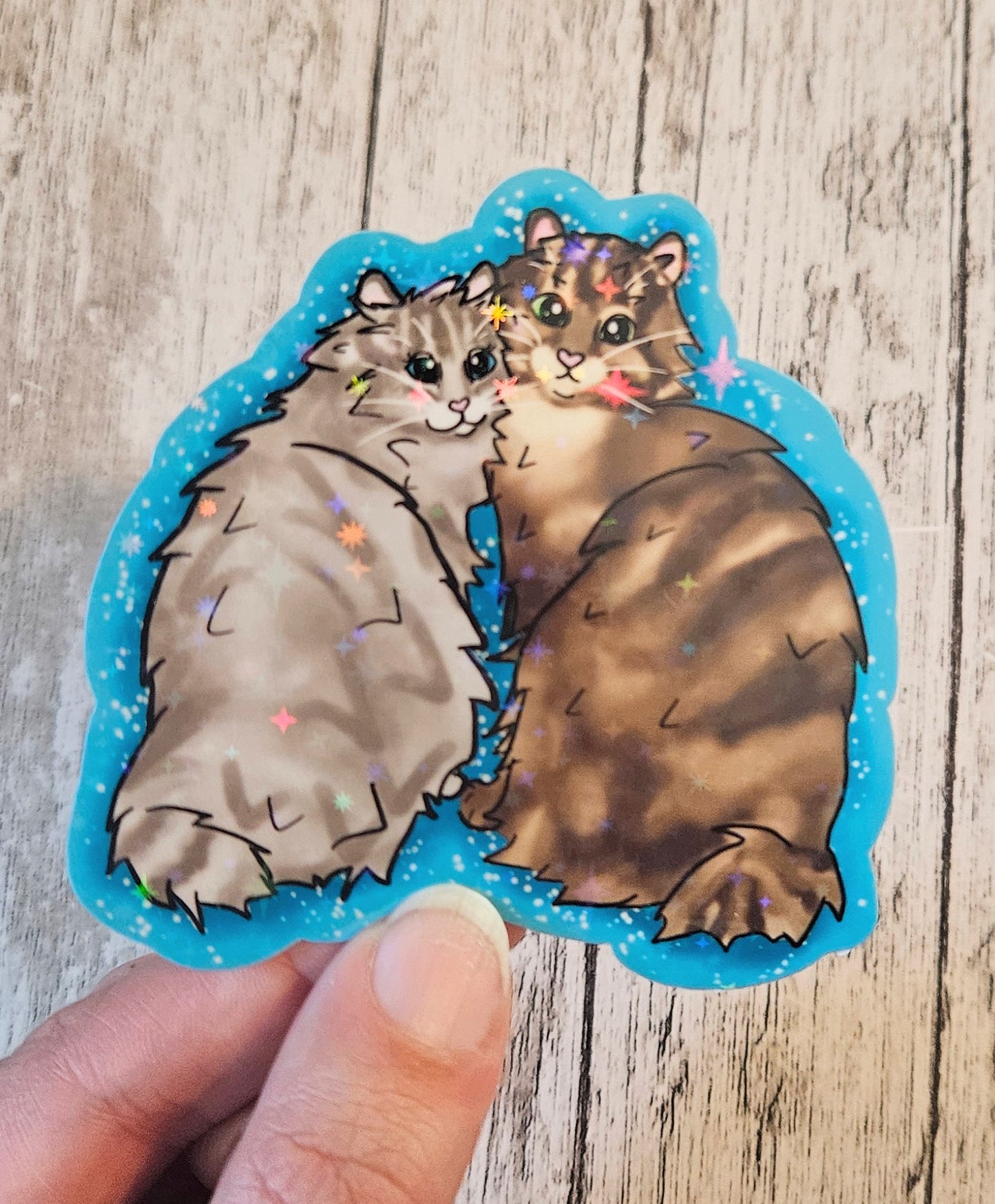 Highland Lynx tabby and white kitties sticker