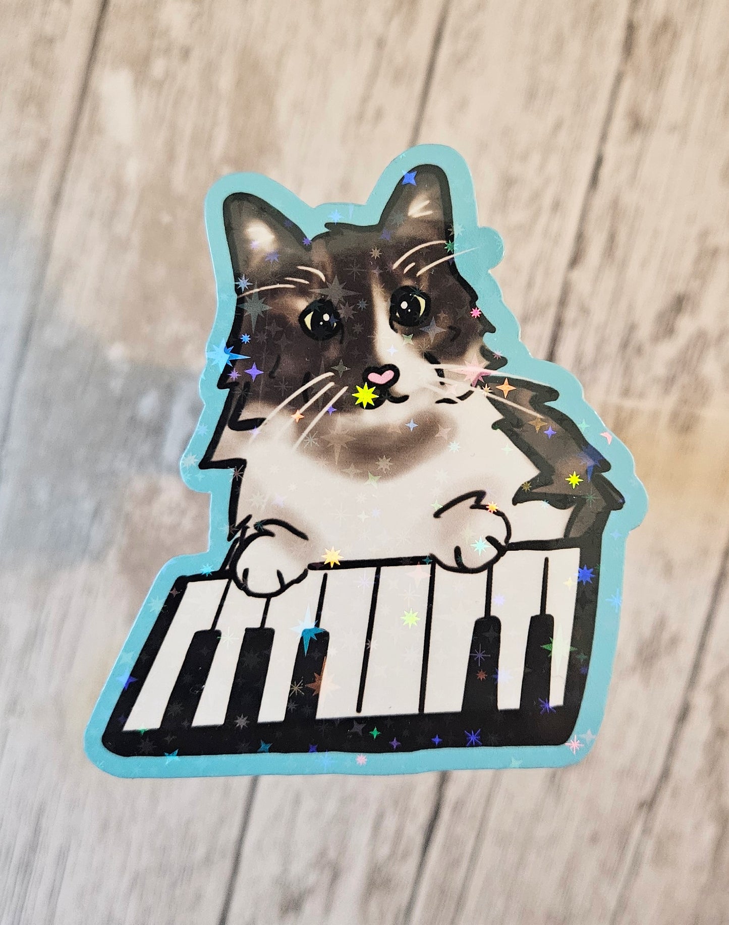 Piano cat sticker