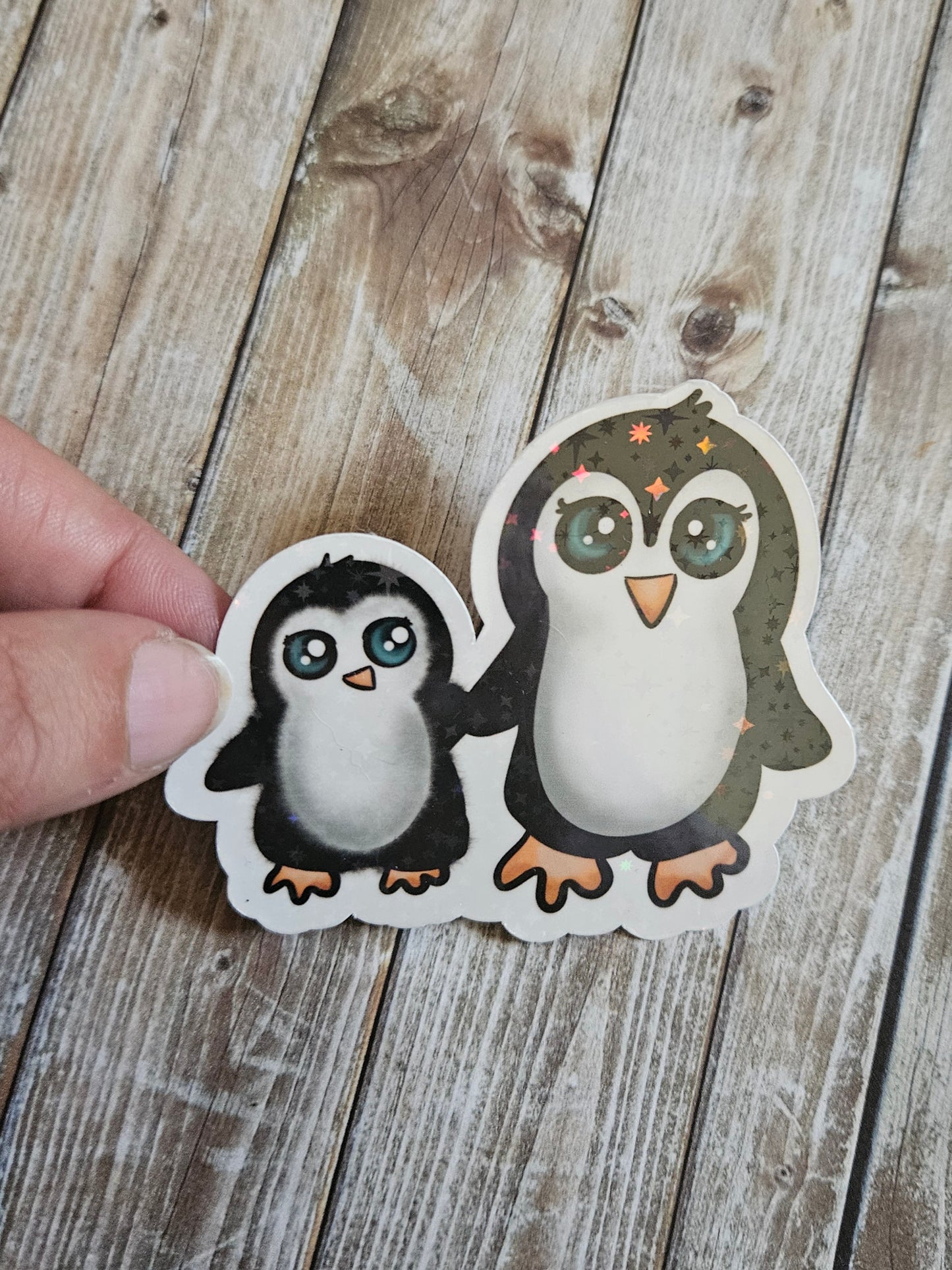 Mama and baby penguin sticker for water bottle