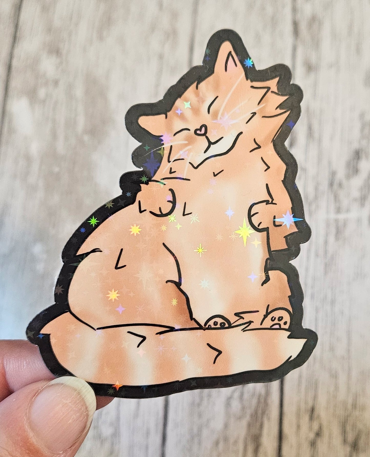 Comfy chonky orange cat sticker
