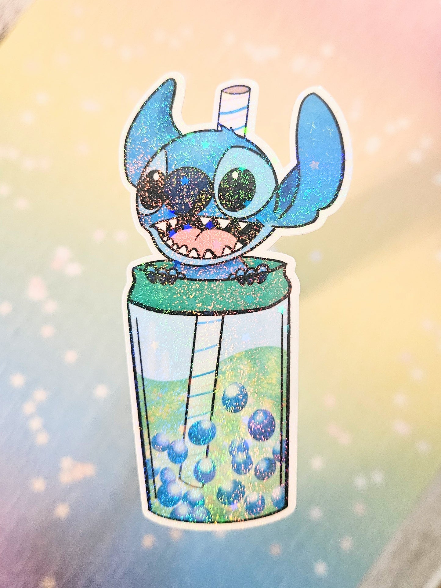 Blue alien cutie boba sticker