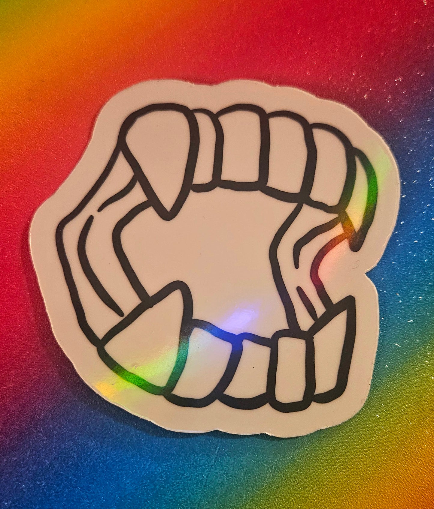 Plastic vampire teeth sticker