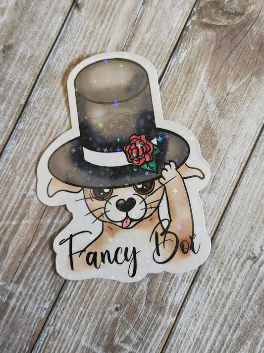 Fancy boi chihuahua with a top hat sticker for water bottle