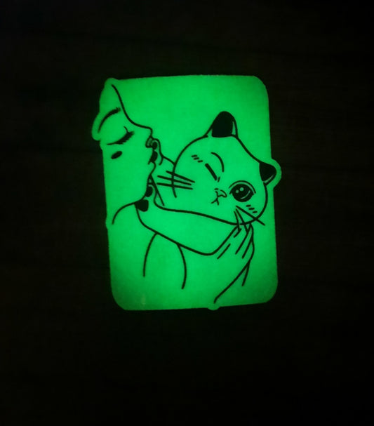Glow in the dark boundaries cat sticker for laptop