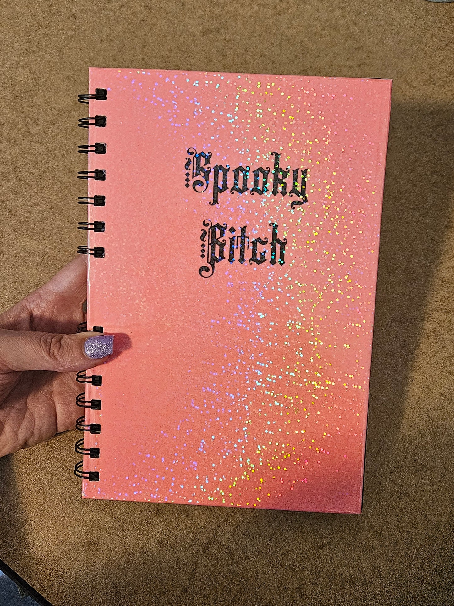 Glow in the dark Spooky Bitch black page notebook