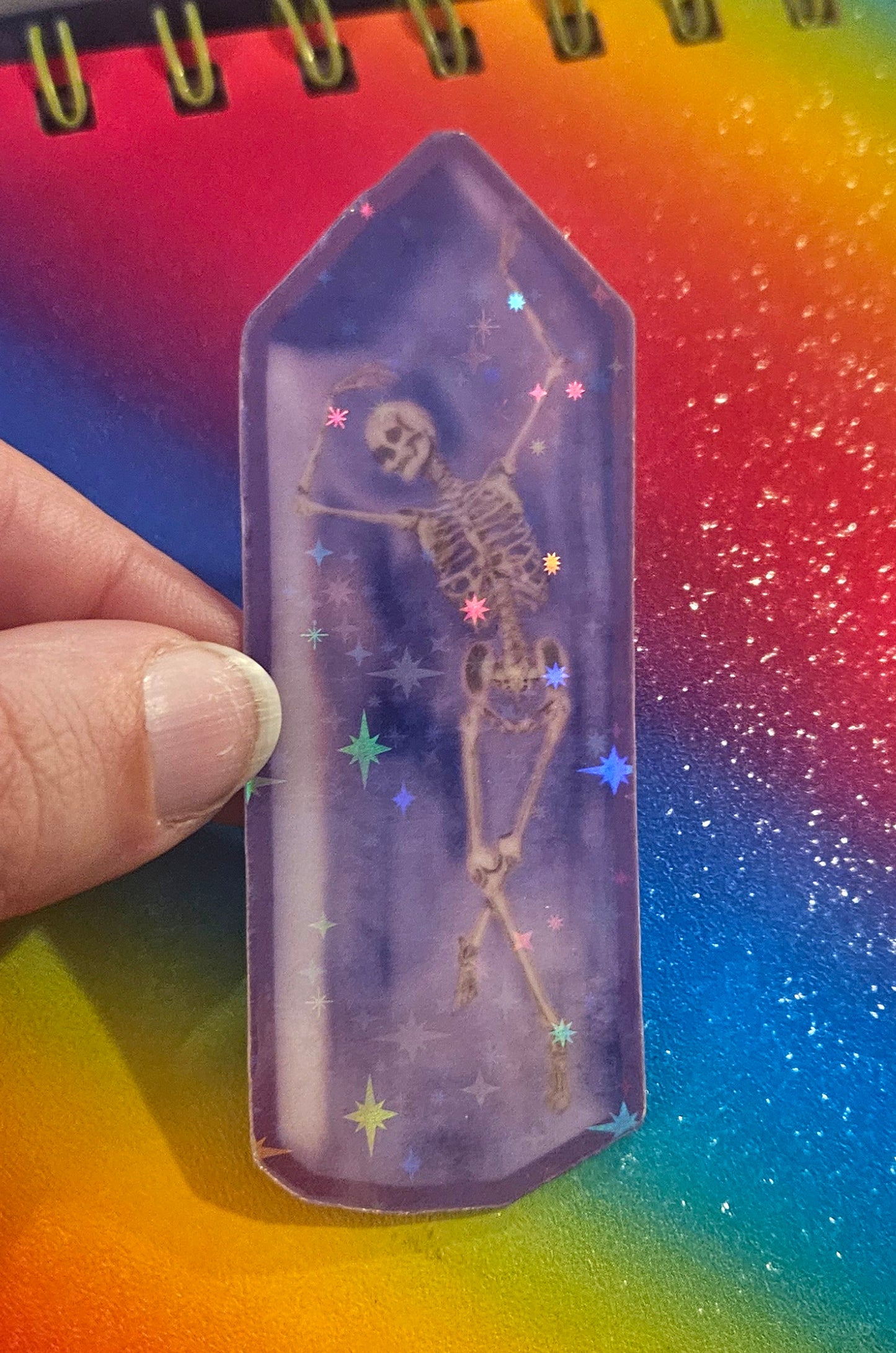 Skeleton dancing in amethyst sticker