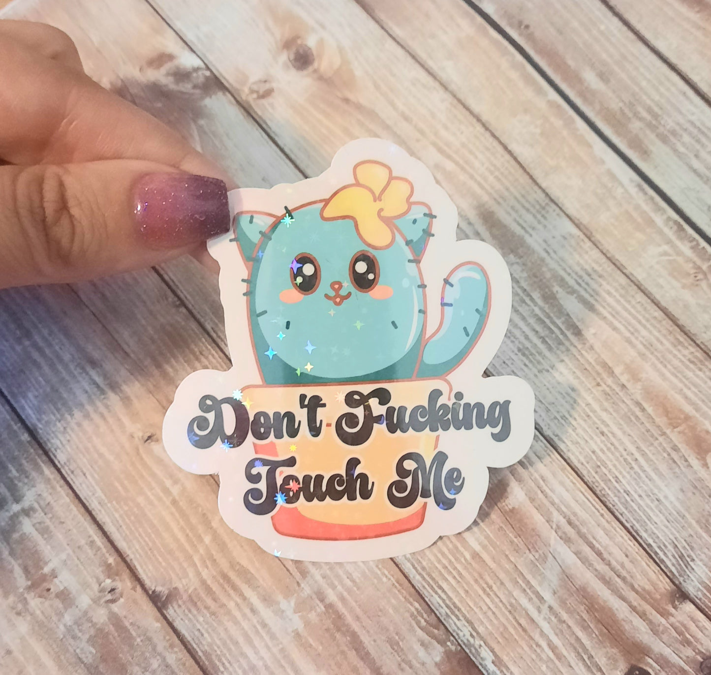 Don't touch me sticker, profanity included