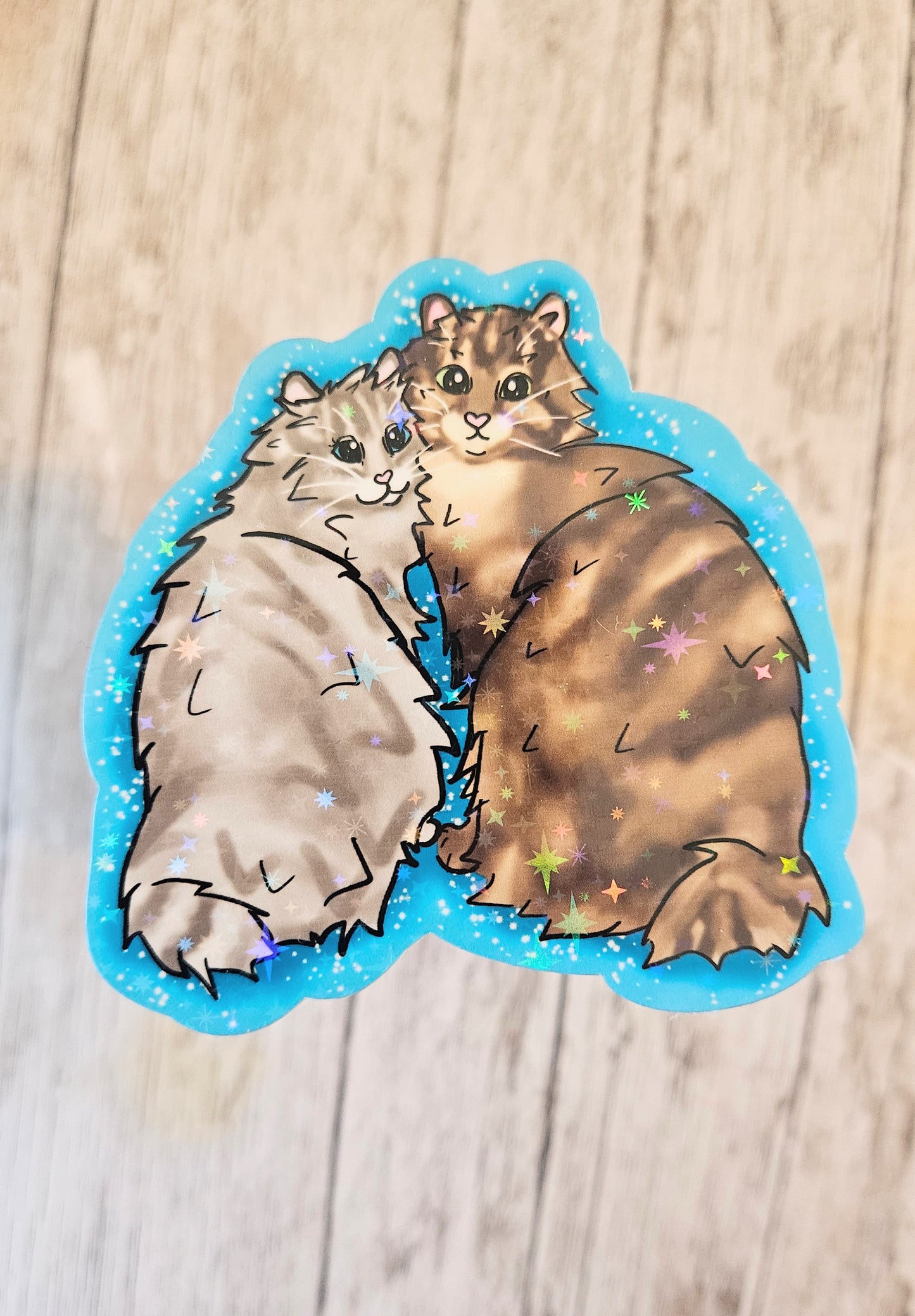 Highland Lynx tabby and white kitties sticker