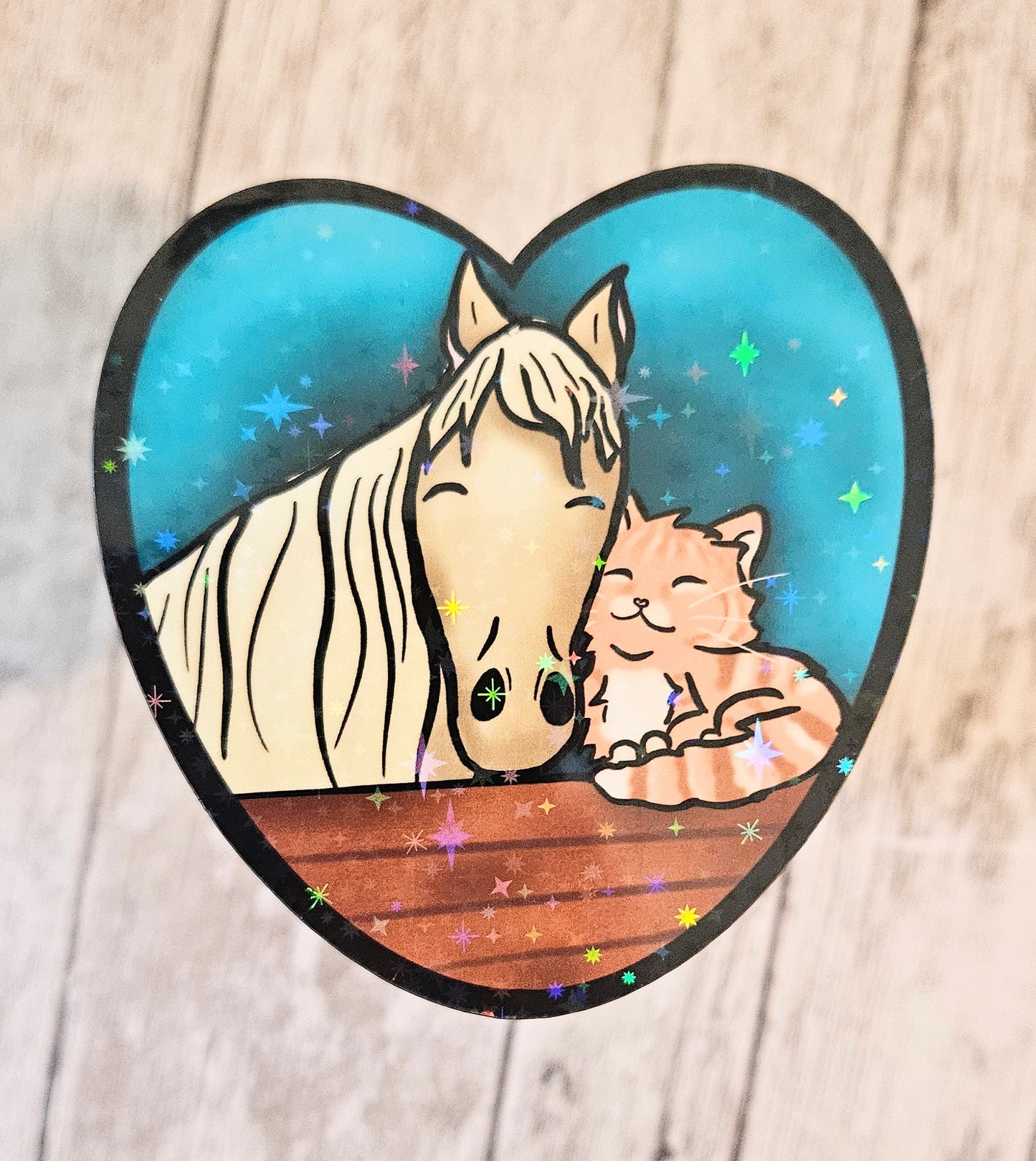 Horse and orange kitty sticker