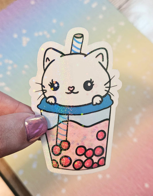 Cute kitty Boba sticker