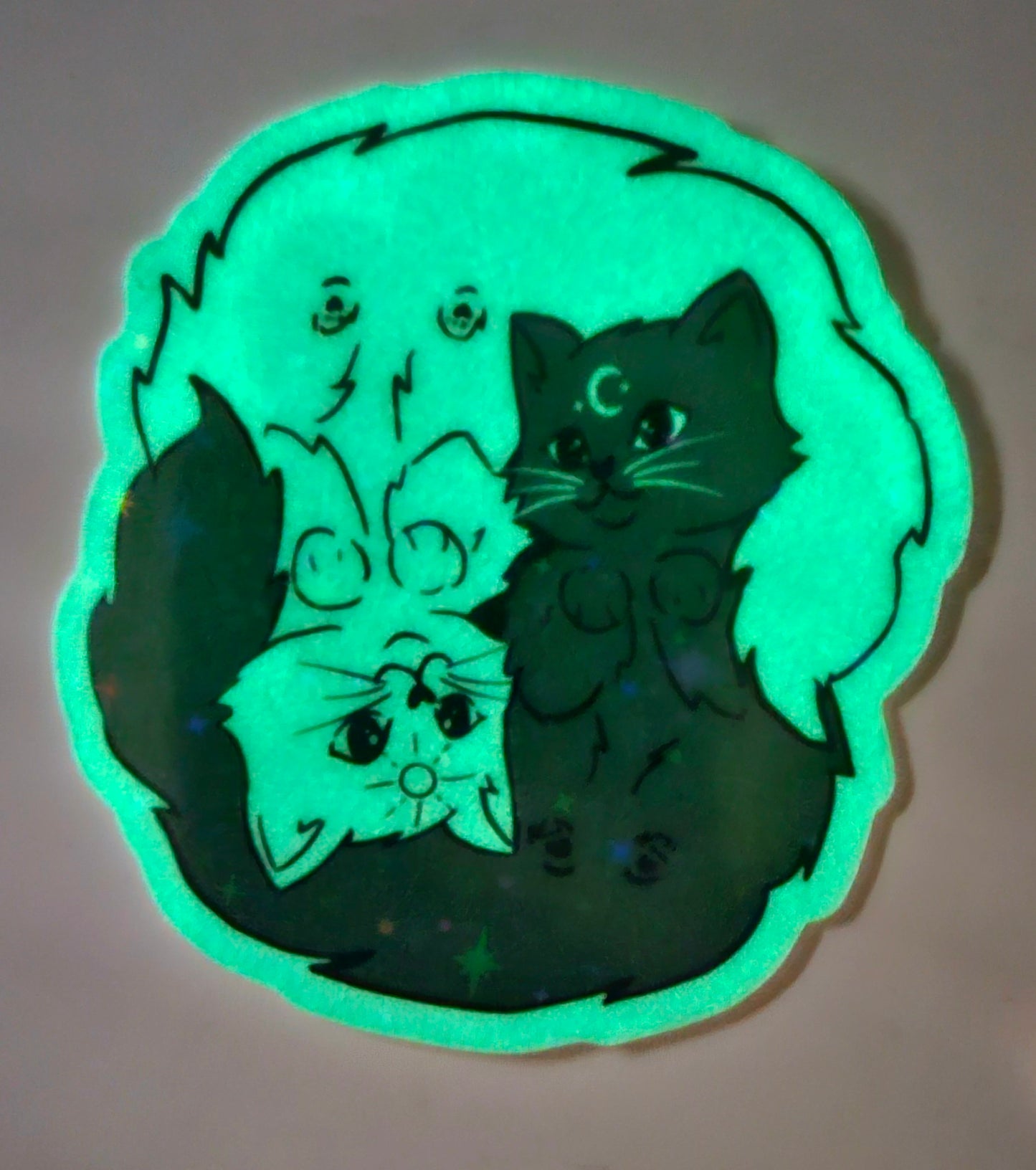 Yin yang inspired kitties sun and moon sticker
