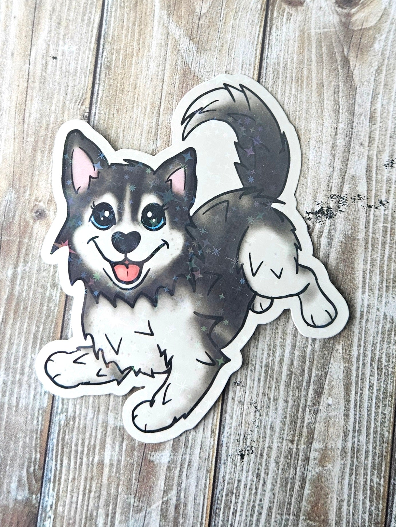 Playful Husky sticker for water bottle