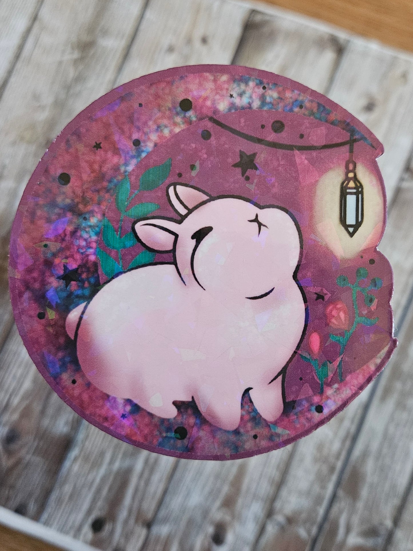 Cute bunny with a lantern sticker for water bottle