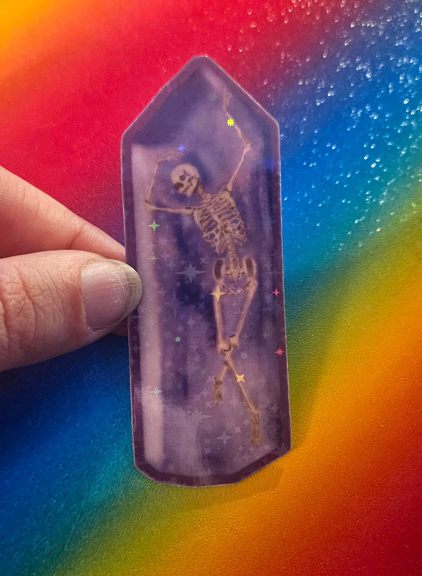 Skeleton dancing in amethyst sticker