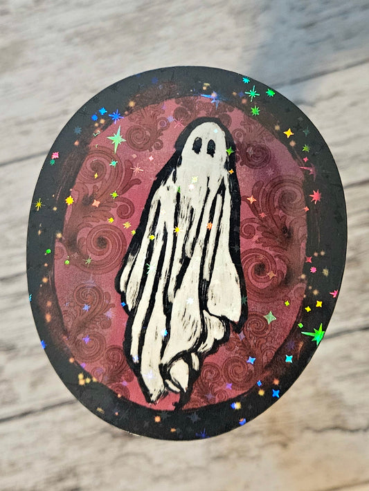 Vintage style ghost sticker for water bottle