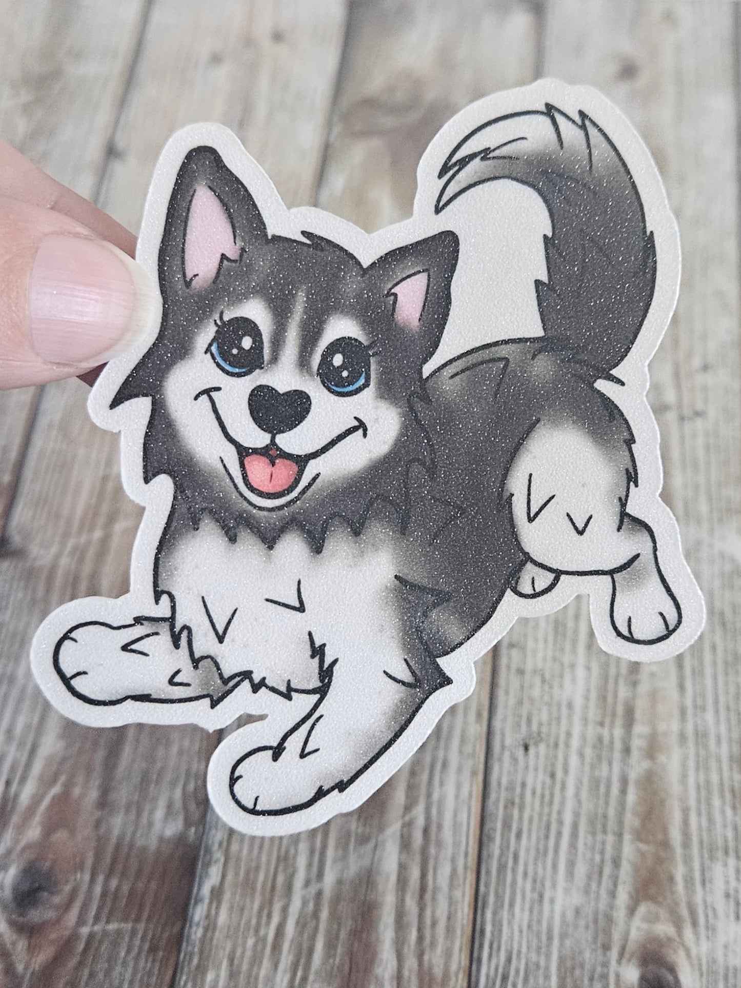 Playful Husky sticker for water bottle