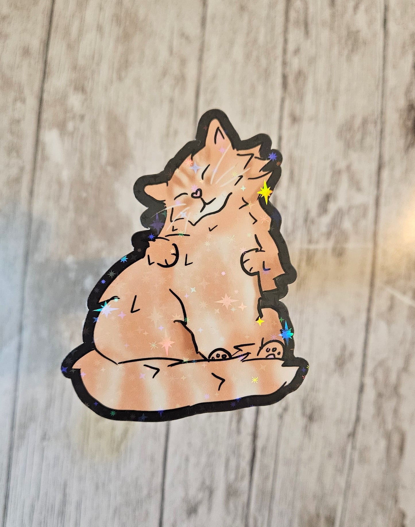 Comfy chonky orange cat sticker