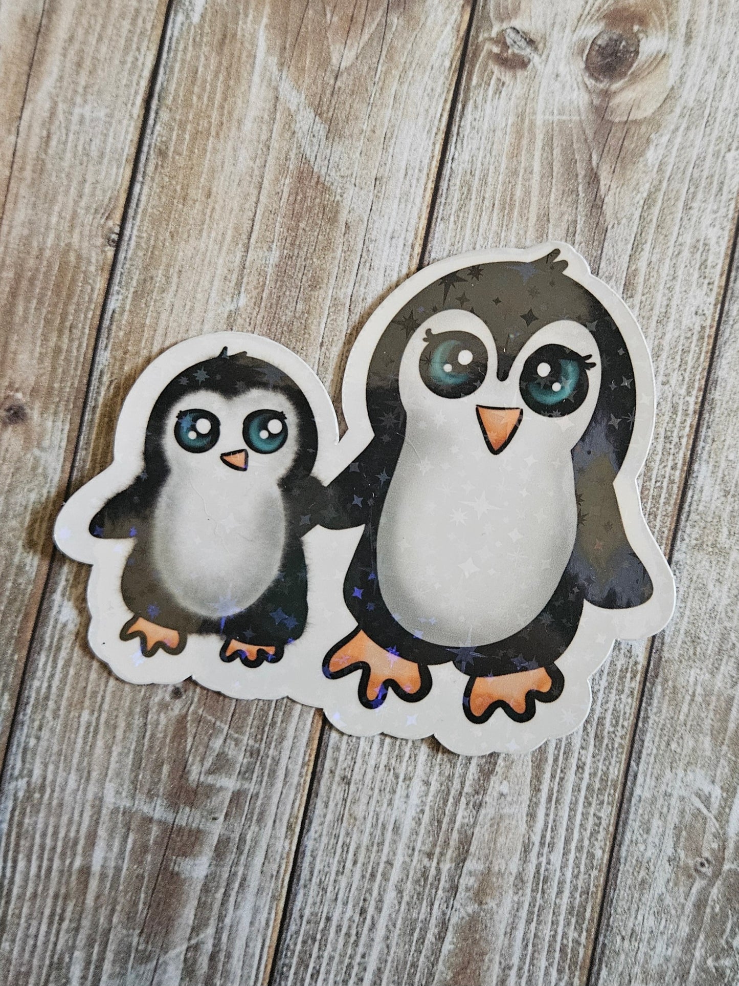 Mama and baby penguin sticker for water bottle