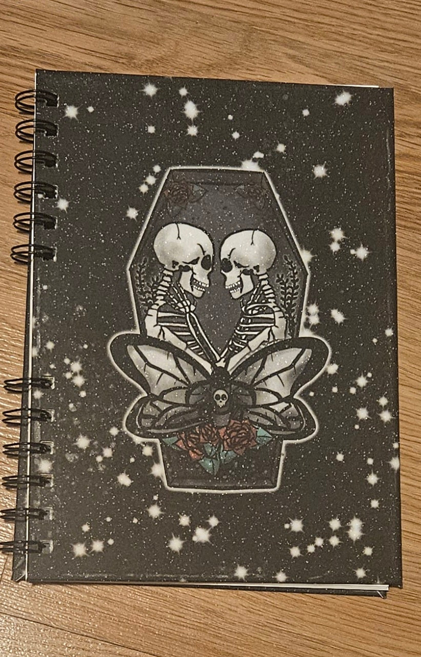 Skeletons and death moth Reusable sticker book for sticker hoarders (hard back)