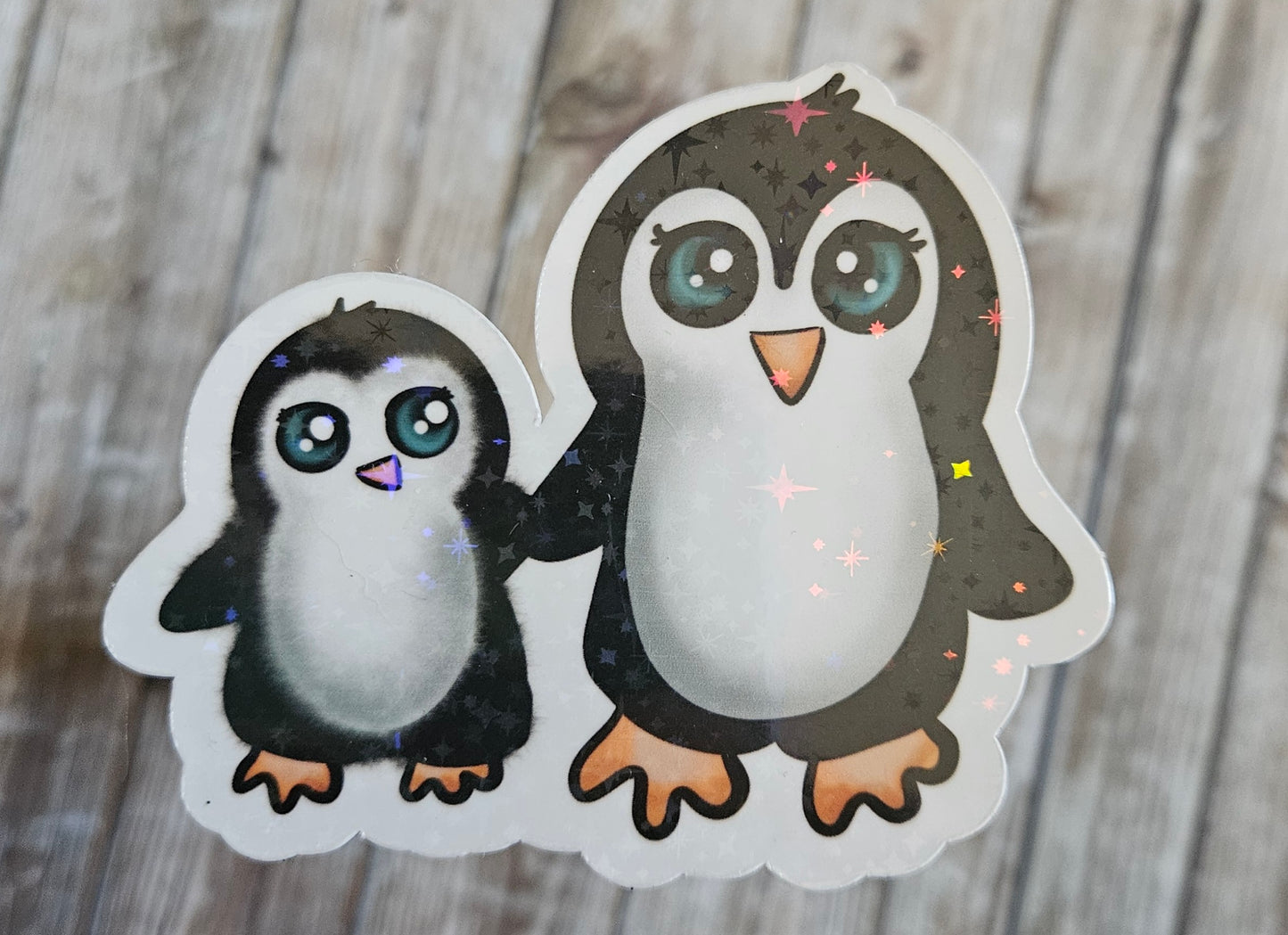 Mama and baby penguin sticker for water bottle