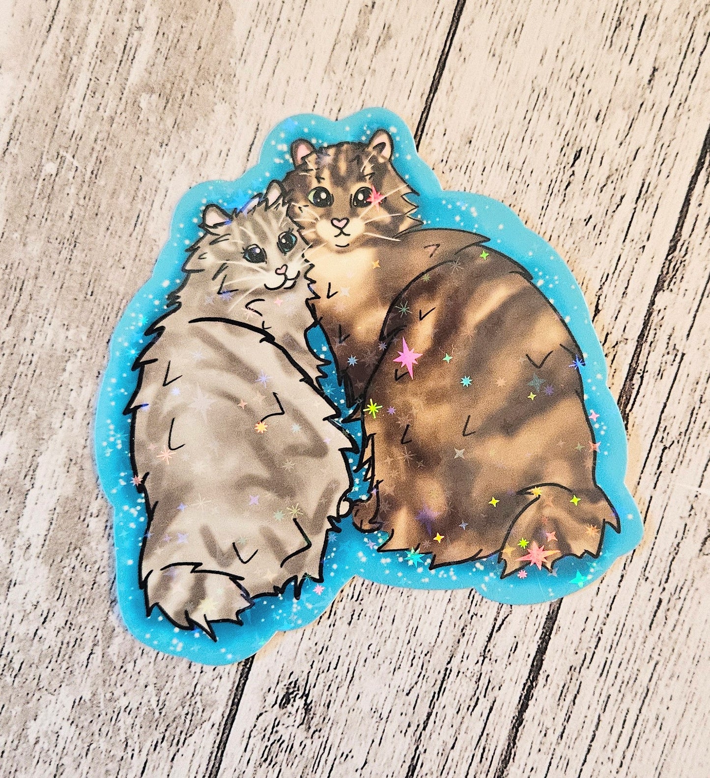 Highland Lynx tabby and white kitties sticker