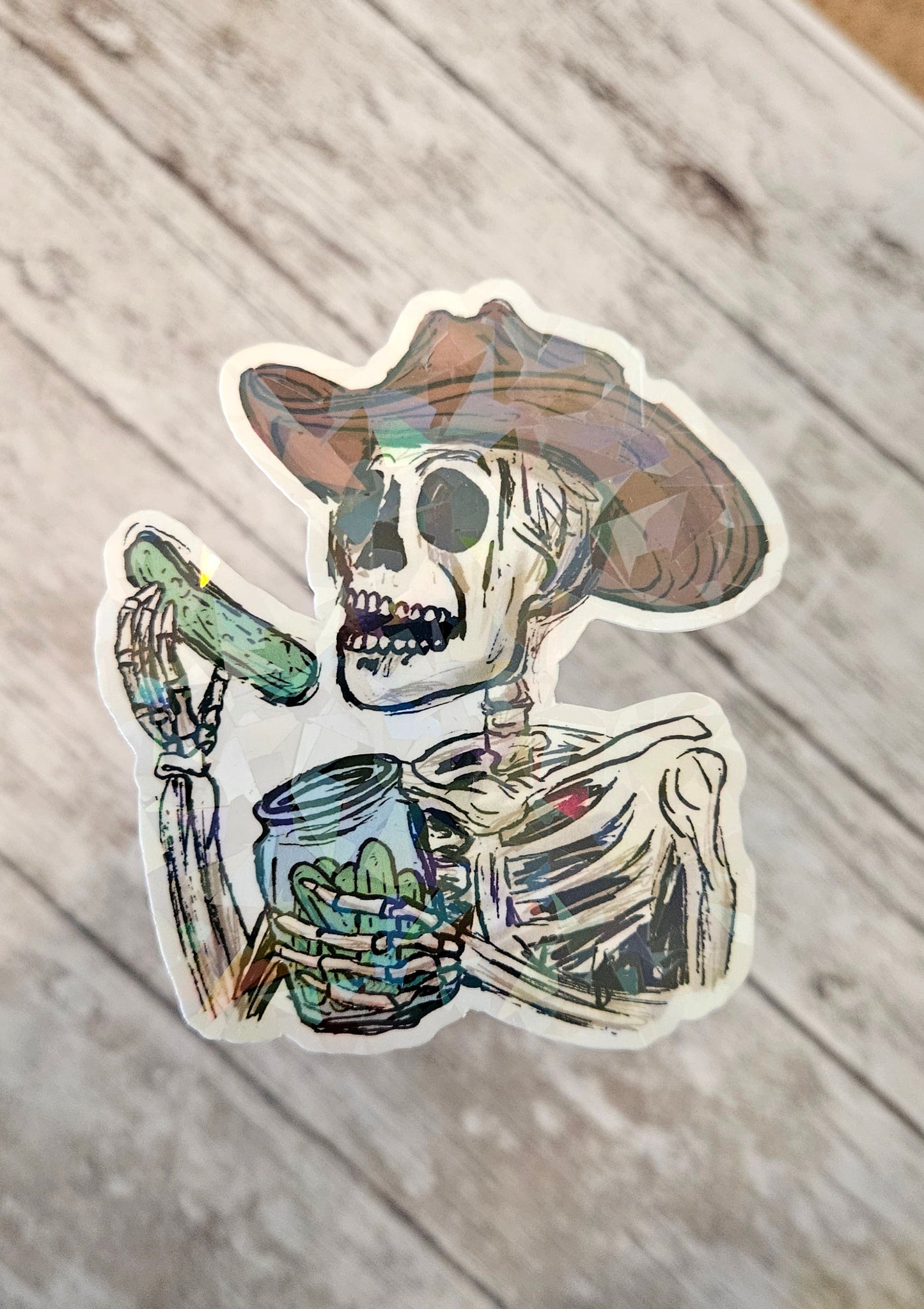 Cowboy pickle skeleton sticker