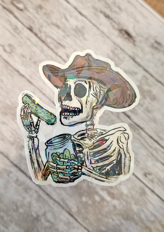 Cowboy pickle skeleton sticker
